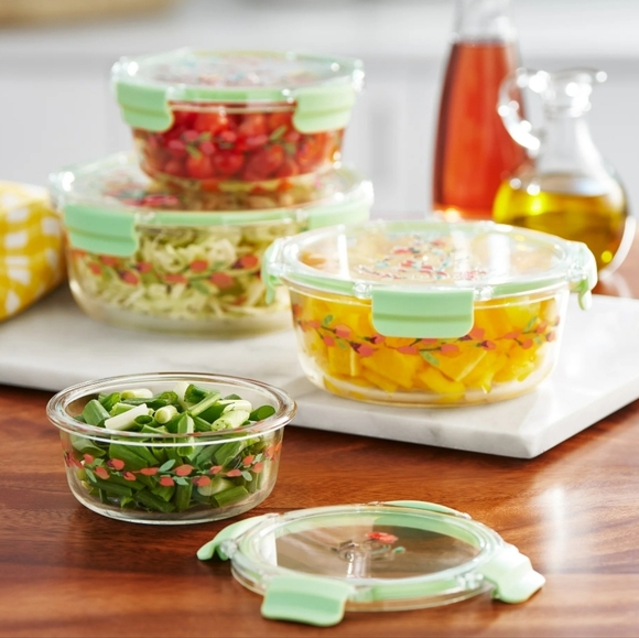 ❤️ New Pioneer Woman Painted Meadow Glass Round Food Storage Containers - Picture 3 of 7